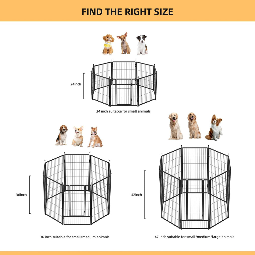 Dog Playpen Indoors/Outdoor, 24 inch 8 Panels Dog Play Pen for Small Dogs, Rustproof Metal Pet Fence for RV Camping/Yard/Garden