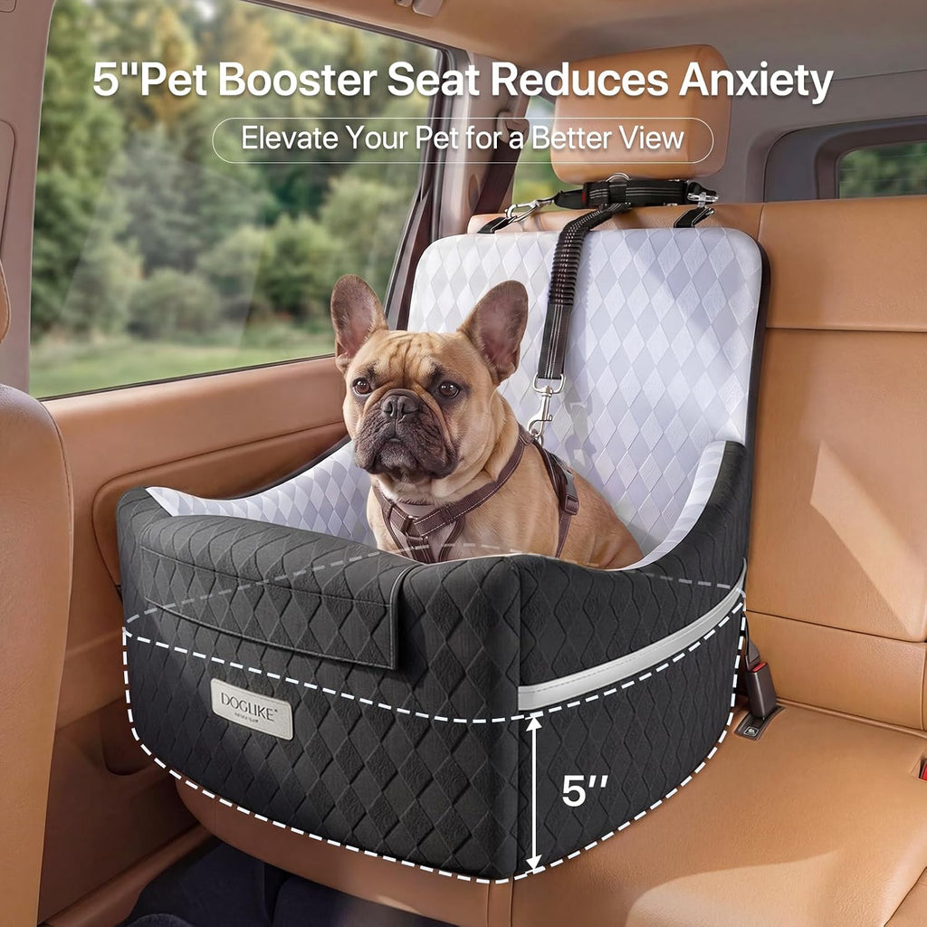 Elevated Dog Car Seat Booster for Small/Medium Dogs up to 35 lbs