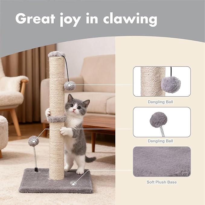 MECOOL Cat Scratching Post Premium Basics Kitten Scratcher Sisal Scratch Posts - Image 2