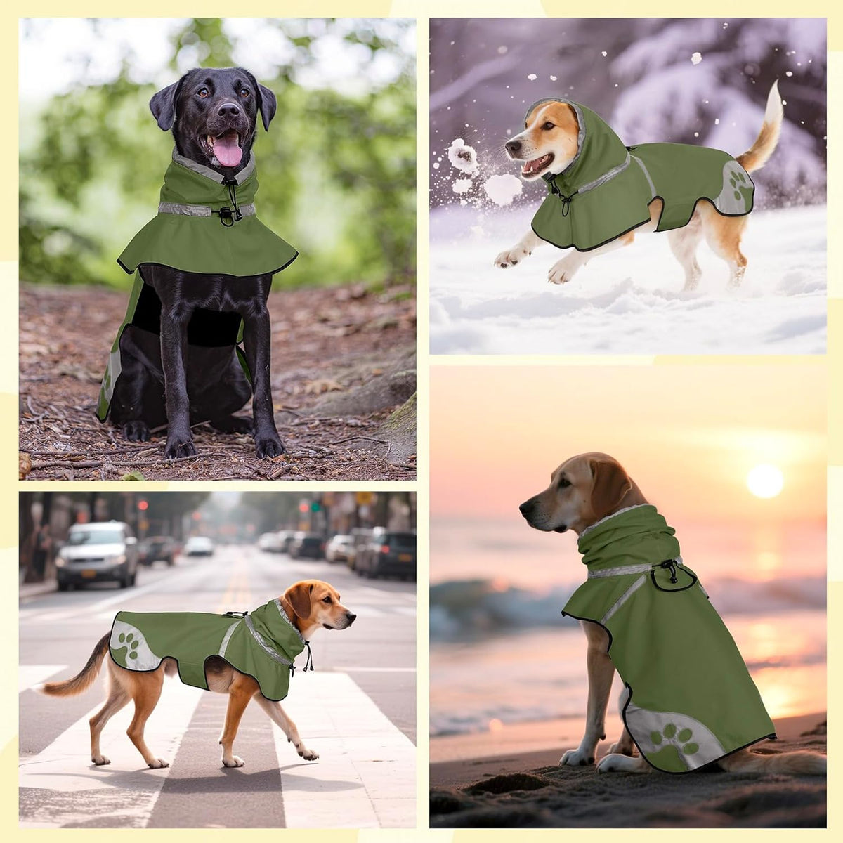 Dog Raincoat for Small Dogs, Adjustable Rain Jacket for Dogs, for Adventures, Walking, Hunting（S,Dark Green）