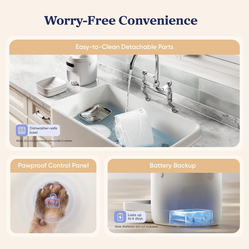 Pawsync Automatic Cat Feeder, WiFi & Smart Scale, Remote Feeding
