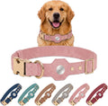 FurryVoyage Adjustable Pet Collar with Built-in Tracker Holder for Apple AirTag & Moto Tag, PU Leather Dog Collar, Quick Release Metal Buckle, D-Ring & Dual Screw Anti-Lost Design (Pink, XS (9"-12"))