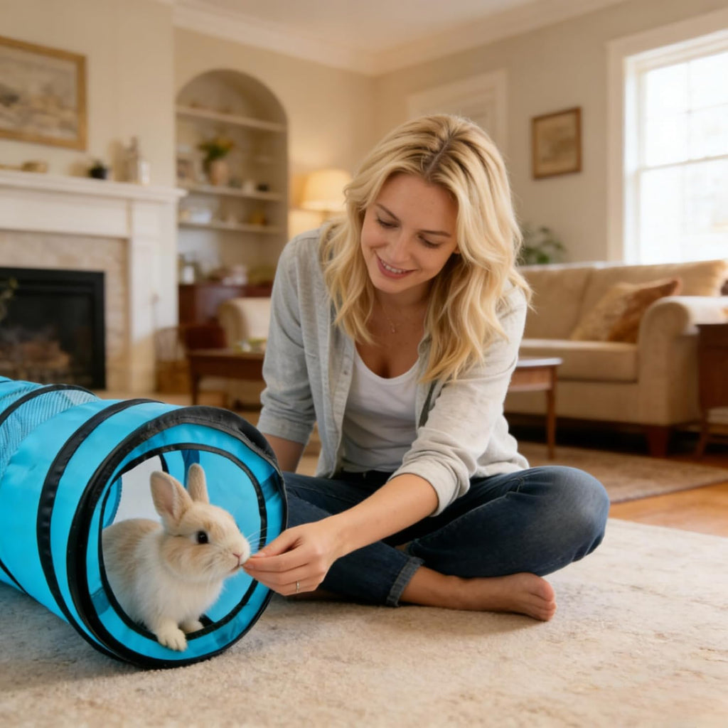PAWISE Cat Tunnel for Indoor Cats, Collapsible Pet Tube with Peek Hole