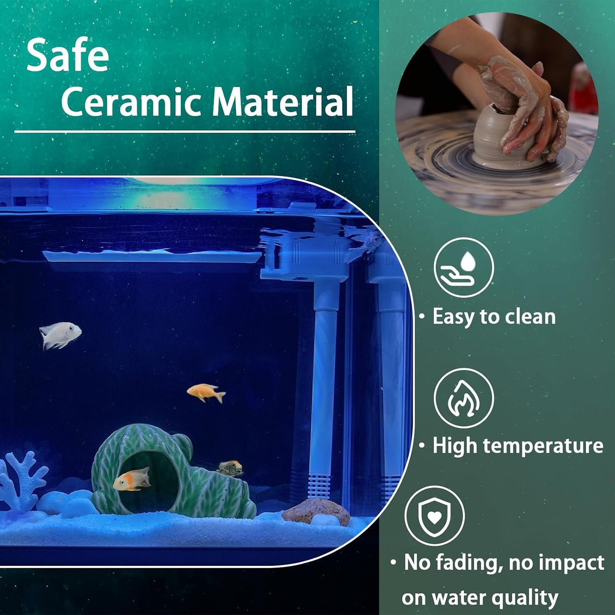 Green Aquarium Decor Ceramic Western Cactus Betta Fish Tank Cave