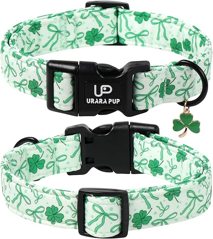St. Patrick's Day Dog Collar, UP URARA PUP Shamrock Adjustable Pet Collar - Image 2