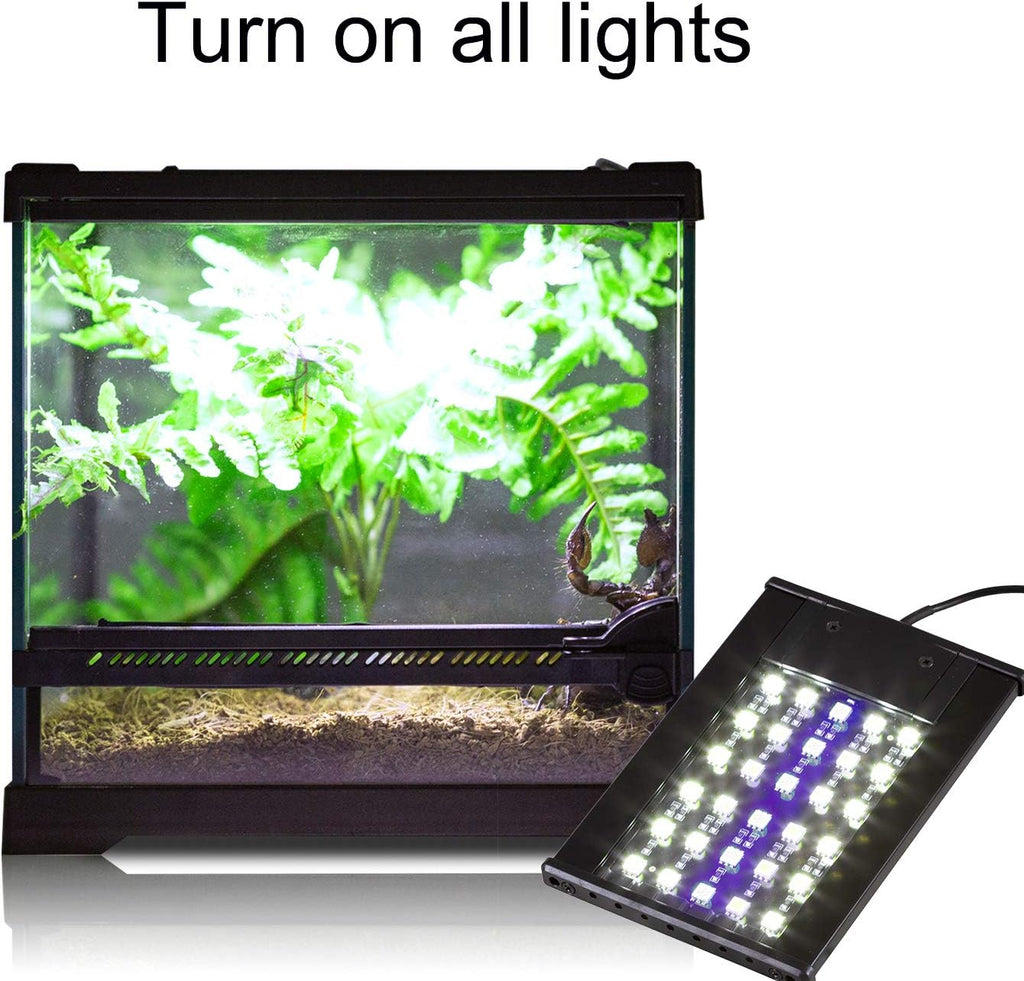 REPTI ZOO Terrarium Light - Day and Night Mode Reptile LED Light Hood with White and Blue Light for Different Pet Habits