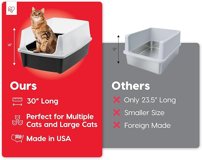 IRIS USA XX-Large Cat Litter Box, Open Top Extra Large Litter Box - Image 6