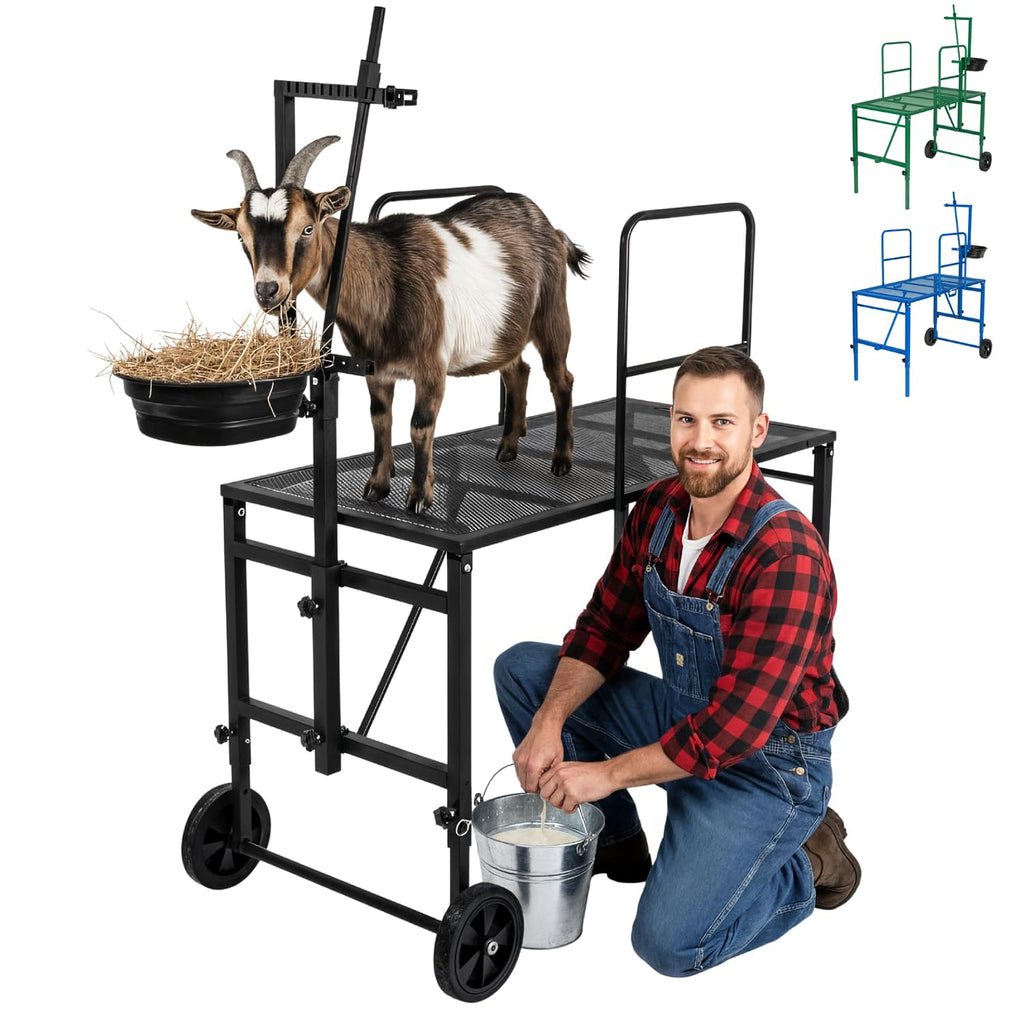 Goat Milking Stand, Goat Stand for Hoof Trimming & Grooming, Black