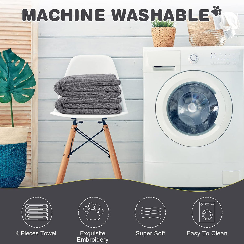 4 Pcs Dog Towels for Drying, 16 x 32 Inch, Gray