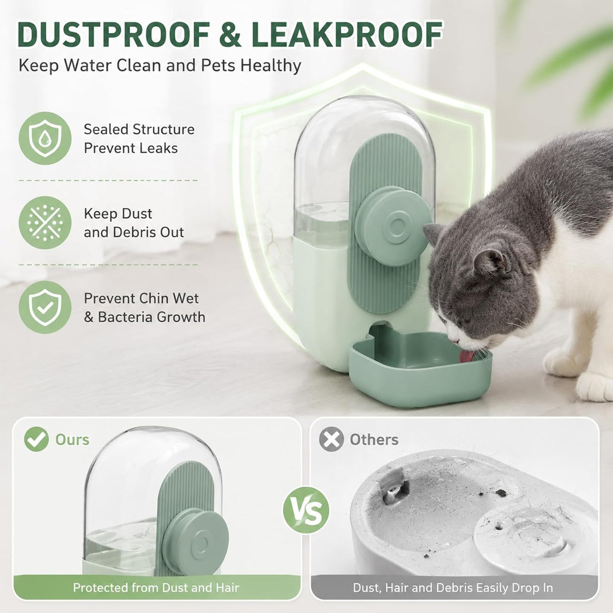 Hanging Self‑Flowing Pet Water Dispenser, 800ml Automatic Rabbit Water Bowl