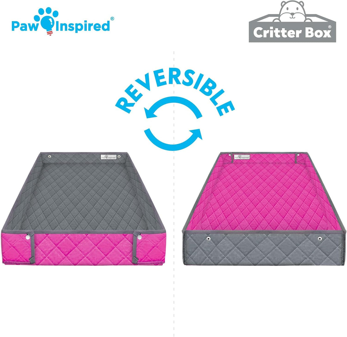 Paw Inspired Reversible Critter Box Raised Sides Liner, Midwest, Gray/Pink