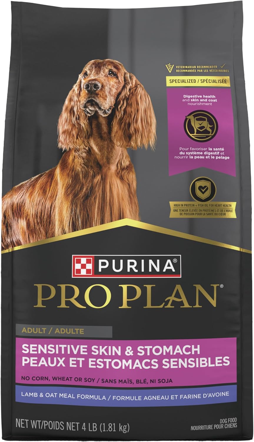 Purina Pro Plan Sensitive Skin & Stomach Dry Dog Food, Real Lamb, 4 lb Bag
