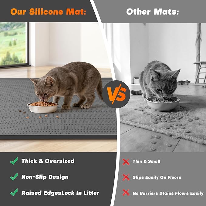 47" x 35" Silicone Cat Food Mat, Waterproof Pet Feeding Mat - Image 4