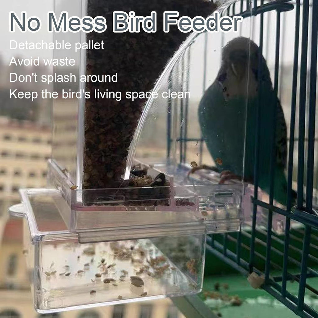 Automatic No Mess Bird Cage Feeder Acrylic Transparent Parrot Feeders