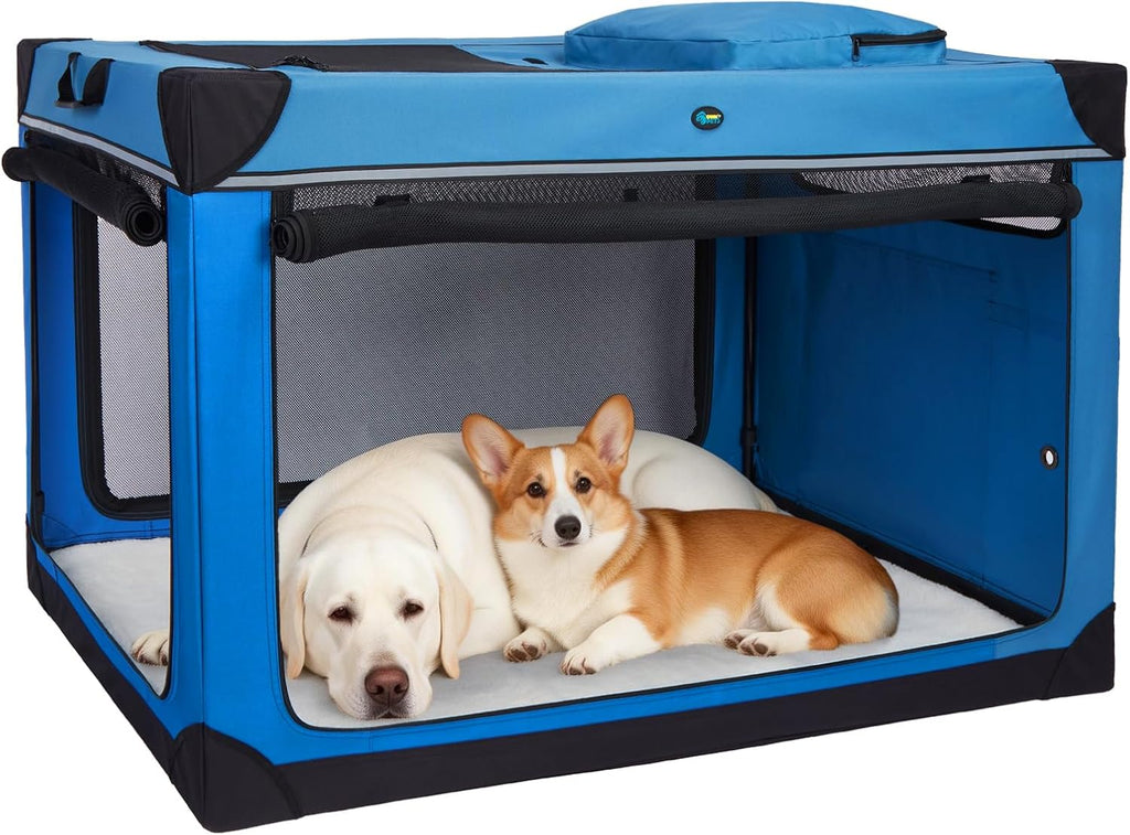 Ownpets Collapsible Travel Dog Crate for Large Dogs, 48x31x31 inches, Blue