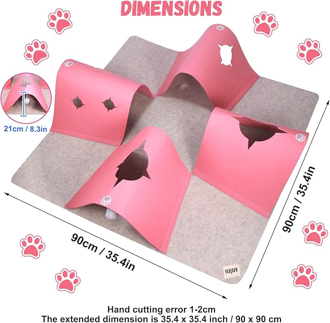 Interactive Cat Tunnel Mat for Indoor Cats, 4-Way Felt Cat Cave - Image 2