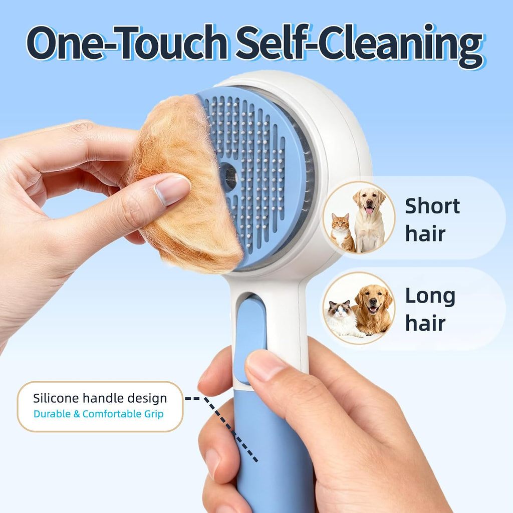Cat Brush for Shedding, Self-Cleaning Deshedding Tool for Indoor Cats & Small Dogs, 3-in-1 Grooming Brush with Water Spray Mist, Rechargeable Pet Hair Removal Tool for Loose Fur and Tangles