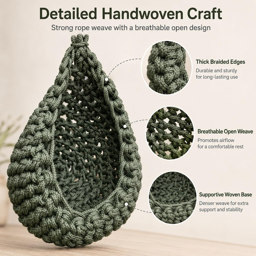 Snake Hammock for Terrarium, Handwoven Reptile Hanging Sleep Pouch, Soft Rope Hideout for Gecko, Small Lizard Tank Accessories(Black)