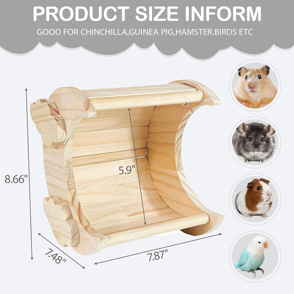 Chinchilla Hideout House Solid Wooden Chinchilla Cage Accessories
