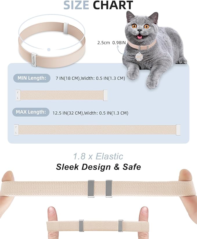 Cat Collar with Bell, Stretch Elastic Quick Release, Non Breakaway Lightweight - Image 4