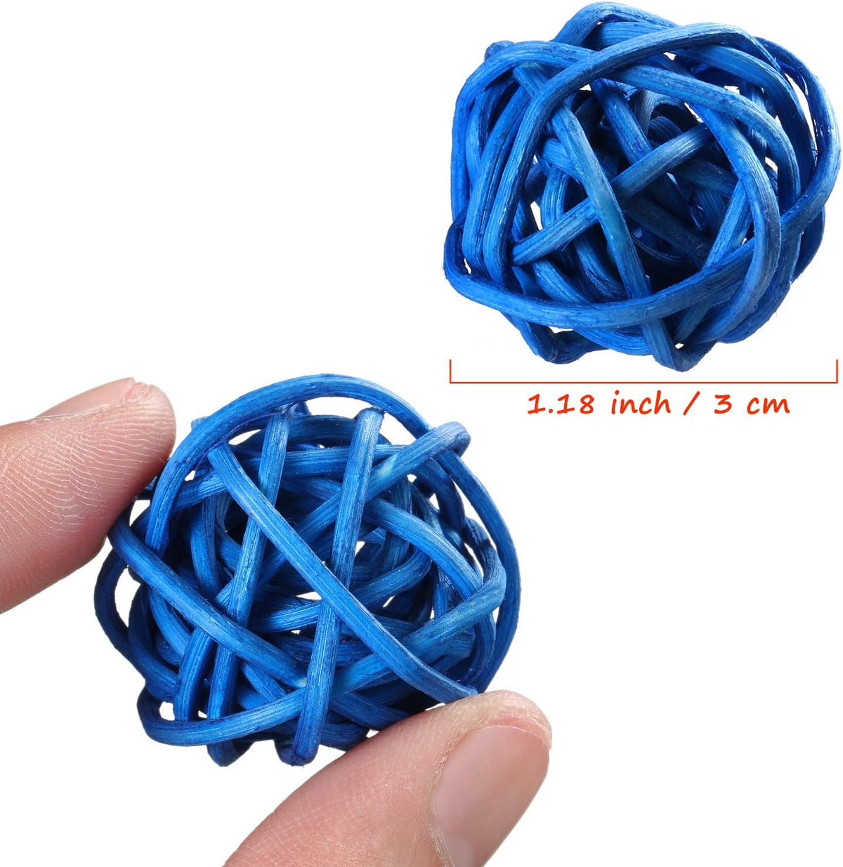 Sumind 80 Pcs 1.2" Parrot Wicker Rattan Balls, Bird Mini Balls Chewing Toy