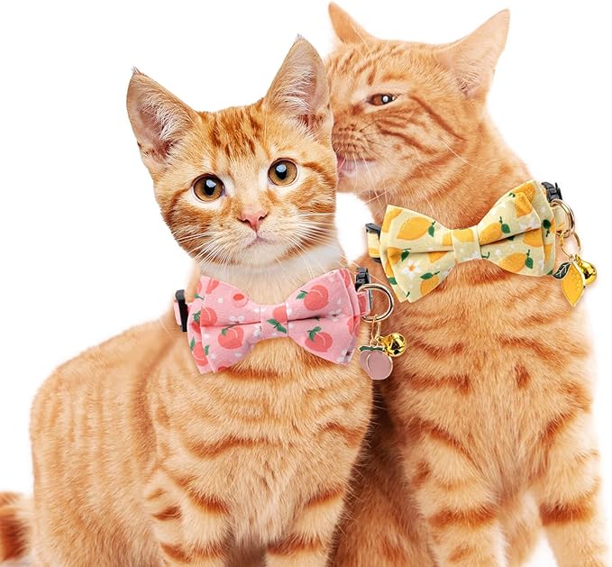 2 Pack Cotton Cat Collar with Bow Tie and Bell - Image 6