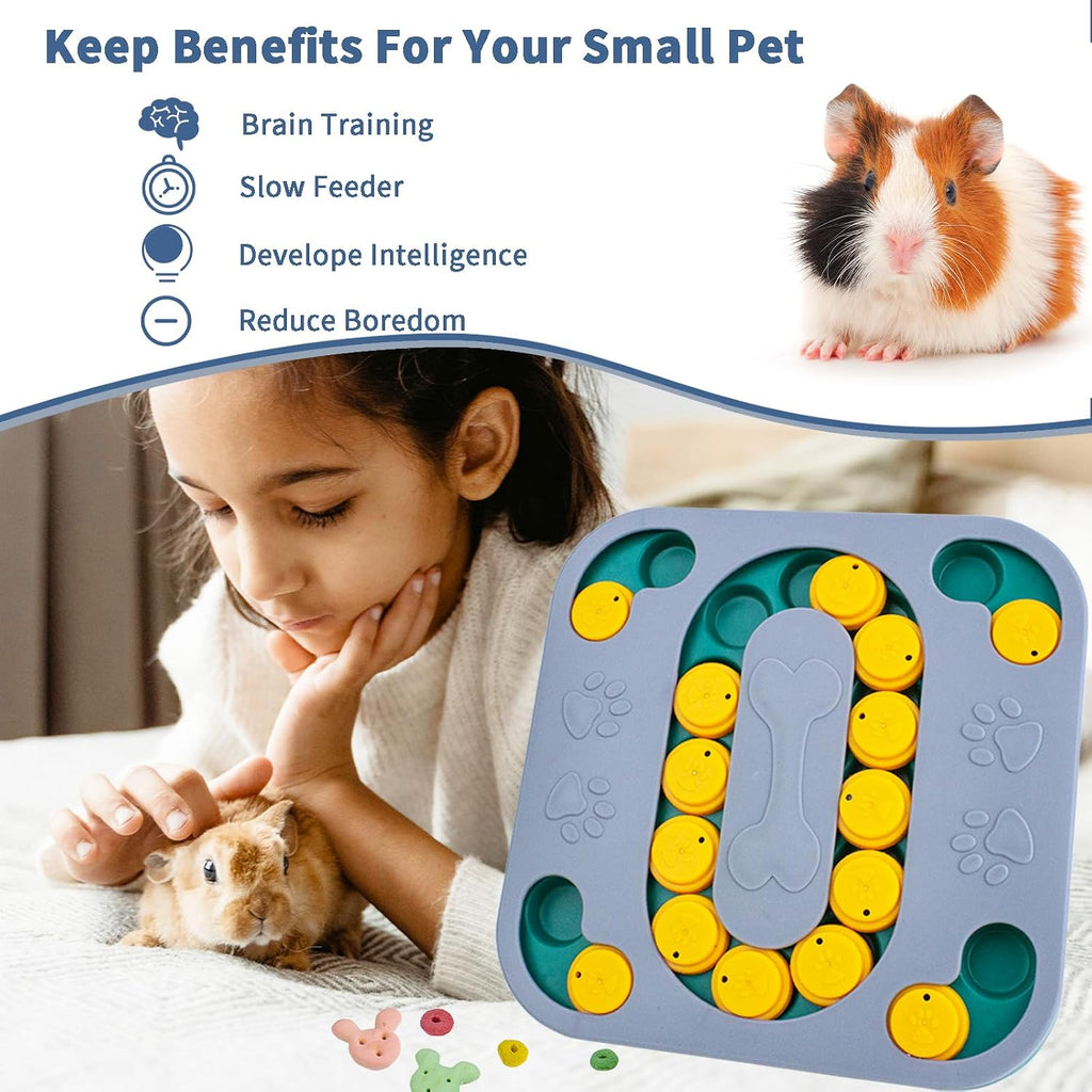 Guinea Pig Foraging Treat Puzzle Box, Large Rabbit Hide Treats Snuffle Box Bunny Toys, 4 in 1 Interactive Treat Dispenser for Rabbits, Bunny, Guinea Pig, Dog Mental Stimulation