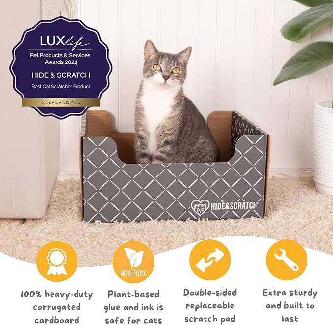 Hide & Scratch Cardboard Cat Scratcher Box & Bed - Image 2