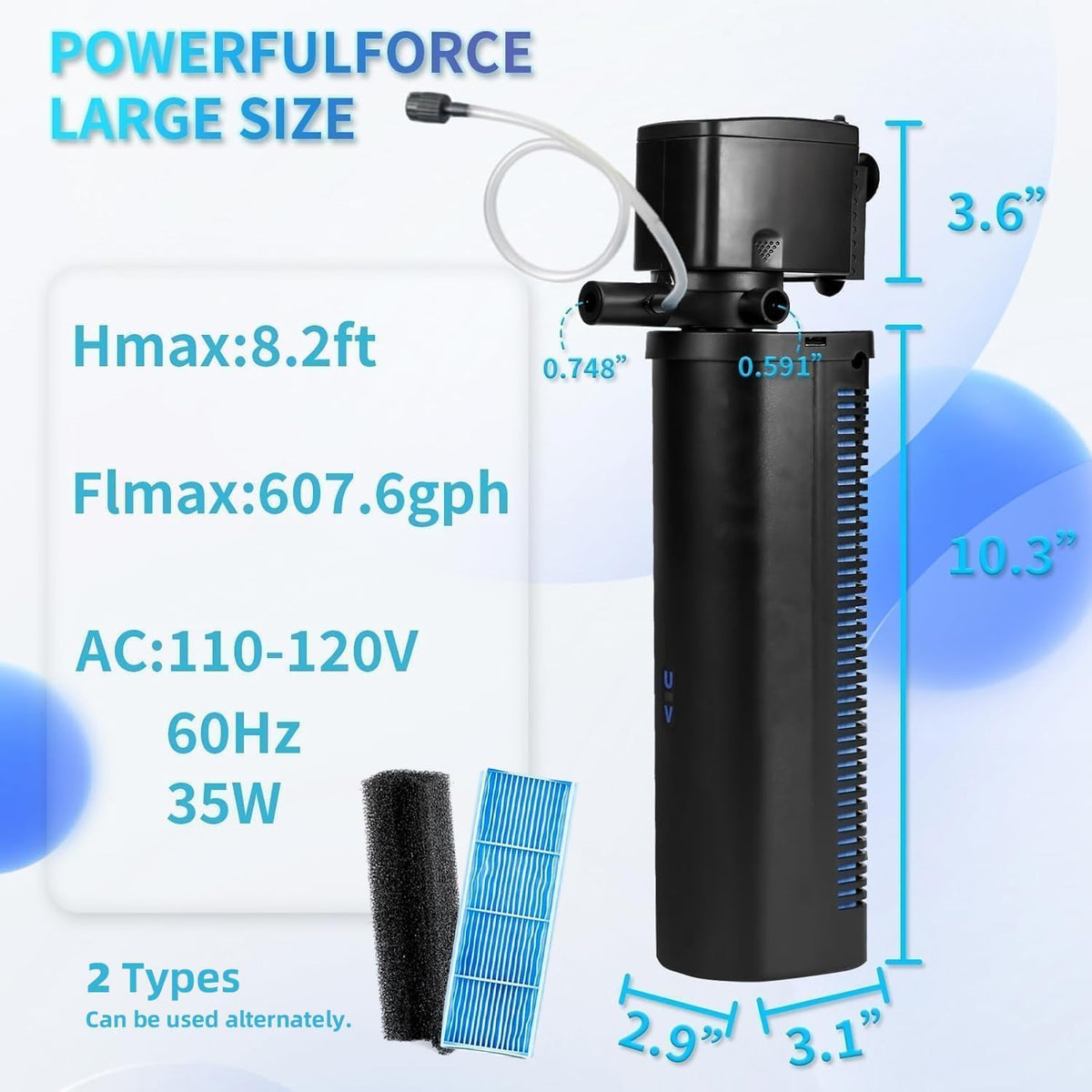 TARARIUM P10F Kit + Additional Filter Sponge