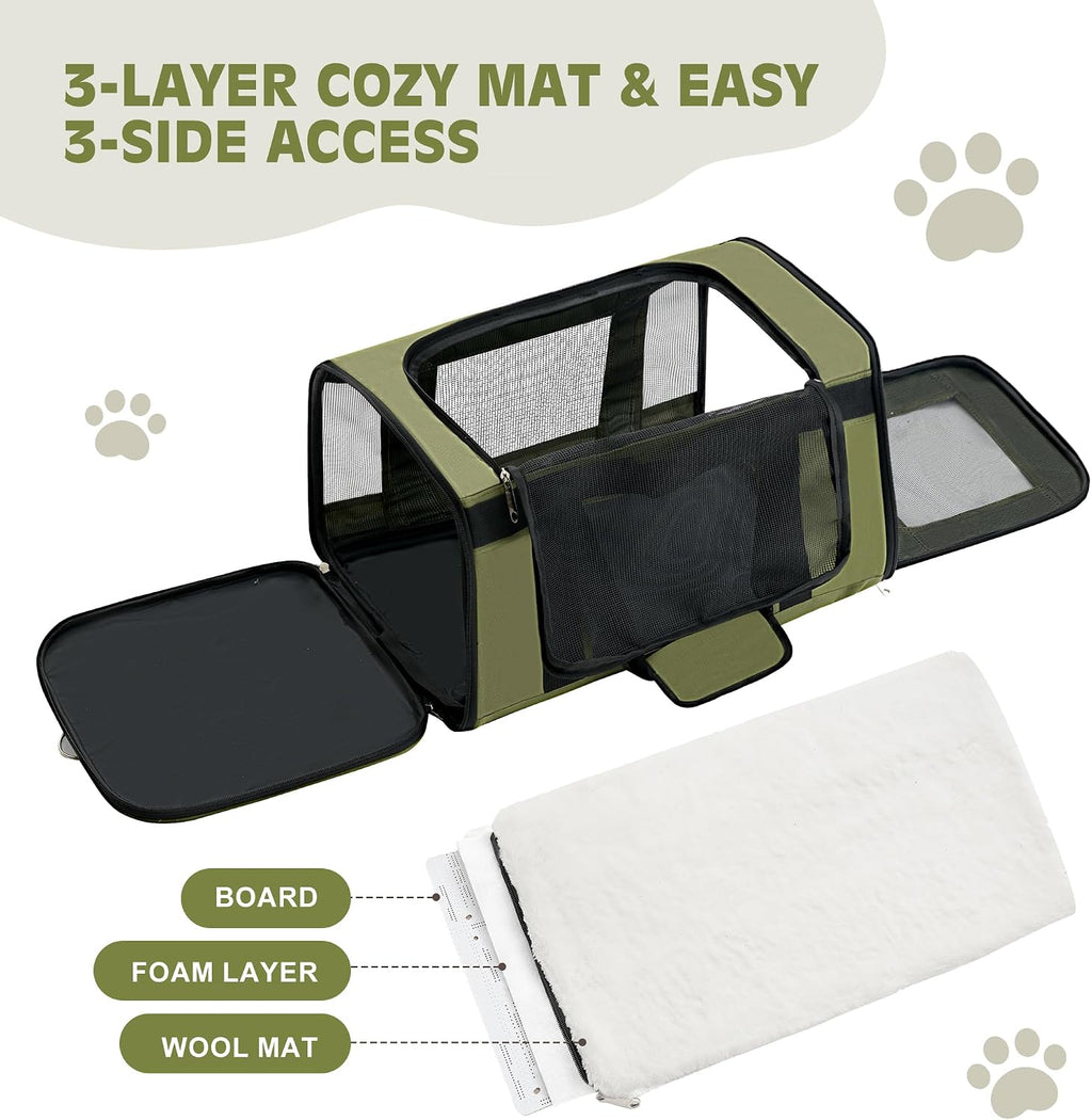 Extra-Large Cat Carrier, Soft-Sided Collapsible Pet Carrier up to 22 lbs