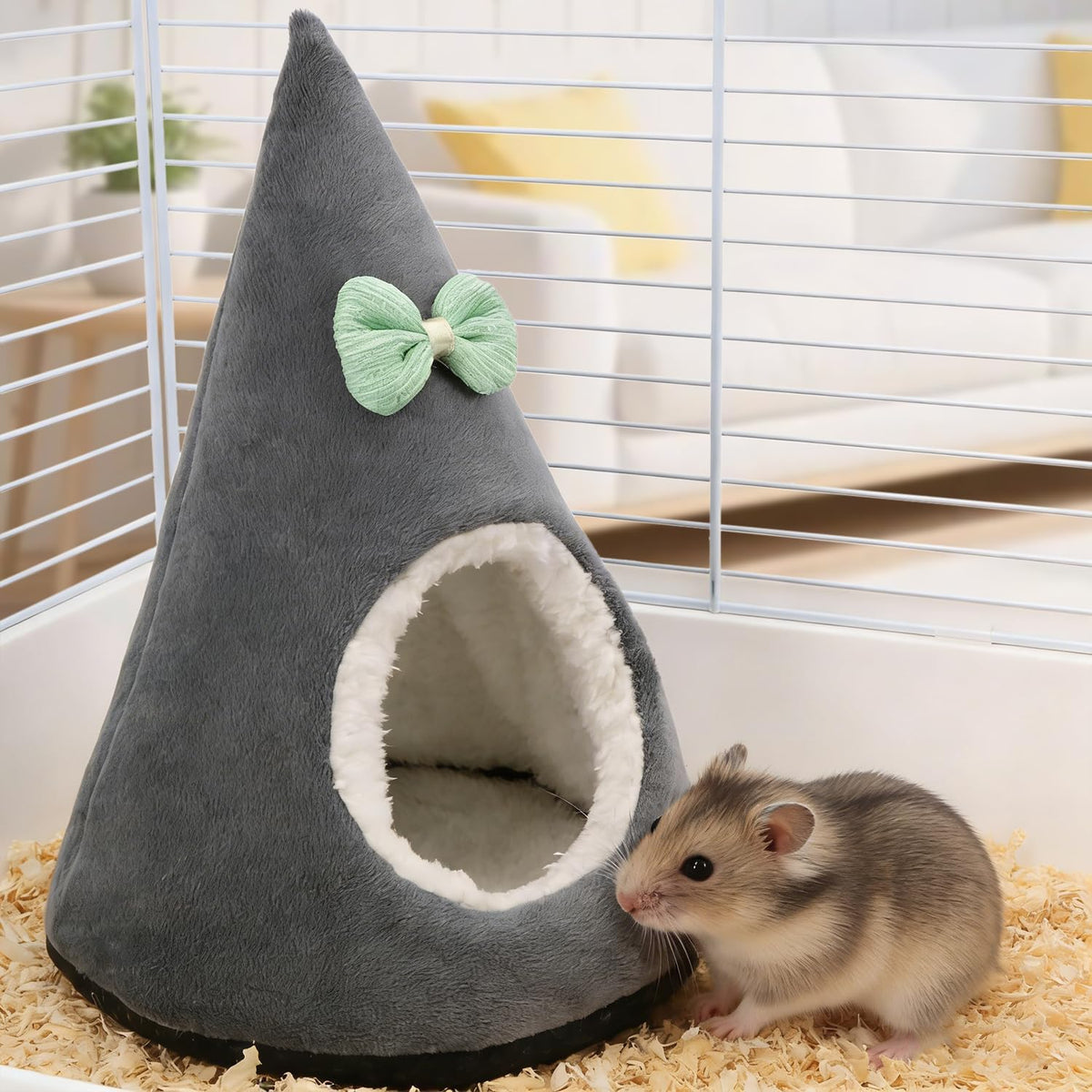 Hamster Hideout Bed for Hamsters Gerbils Mice, Gray
