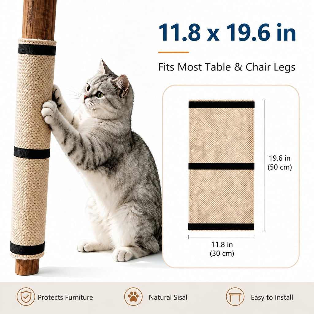 Cats Scratching Wrap 2PCS Table Clothes with Sisal for Wooden Legs Banister