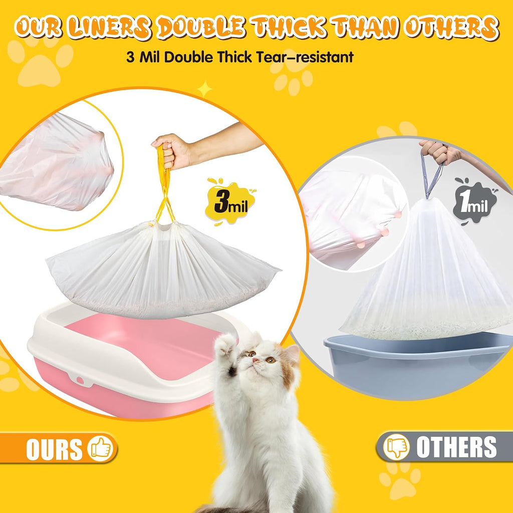Jumbo Cat Litter Box Liners 37" x 18",30 Count Jumbo Extra Thick With 3 Mil Cat Waste Litter Bags Extra Heavy Duty Large Drawstring Kitty Litter Pan Bags For Pet Supplies