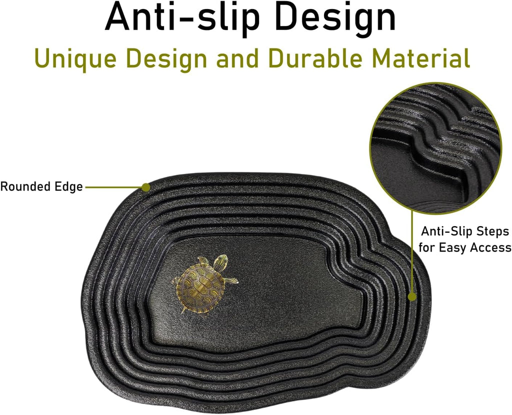 XLarge Reptile Bathing Pool Reptile Feeding Dish Water Bowl with Steps Aquarium Ornament for Gecko, Snake, Turtle, Bearded Dragon, Lizard Bath