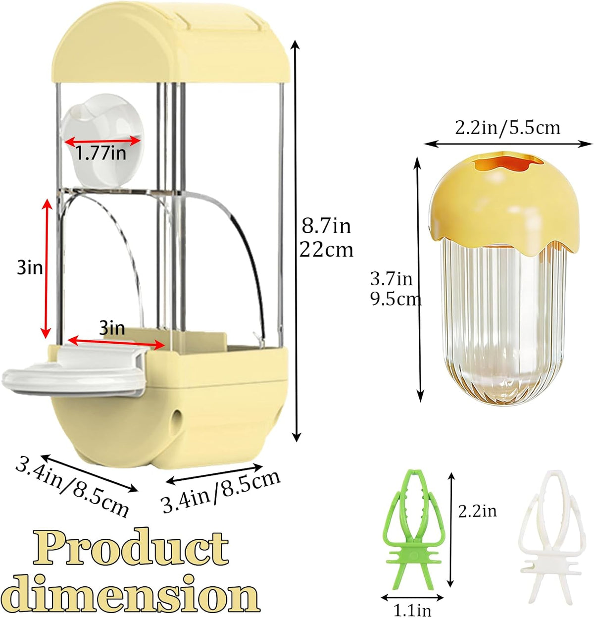 No Mess Bird Cage Feeder Automatic Food Dispenser for Parakeet Small Birds