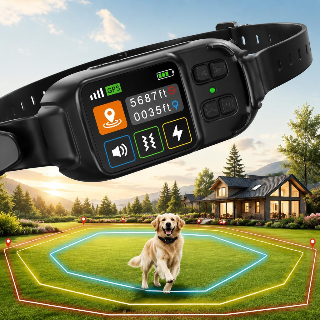 GPS Wireless Dog Fence, 49-6561ft Circular Boundary Collar, IP67