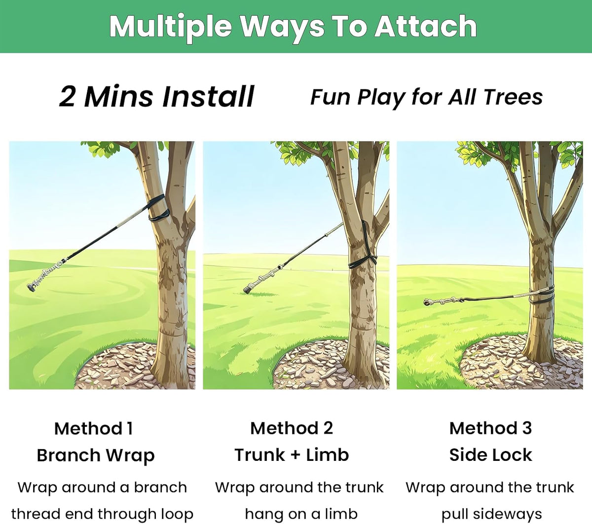 Outdoor Tree Hanging Bungee Tug Toy, Interactive Tether Rope for Large Dogs