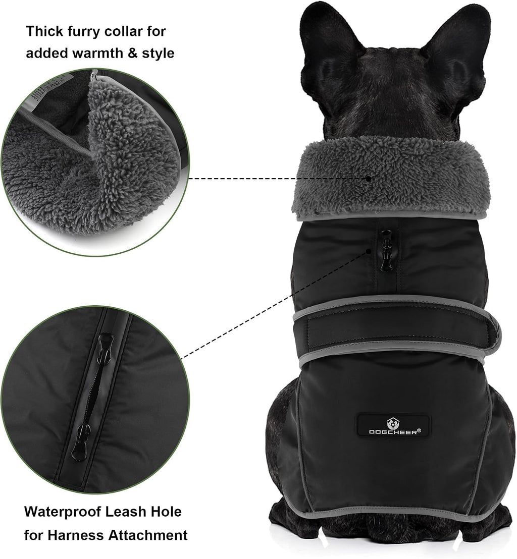 Dogcheer Dog Winter Coat, Waterproof Dog Jacket with Zipper Leash Opening