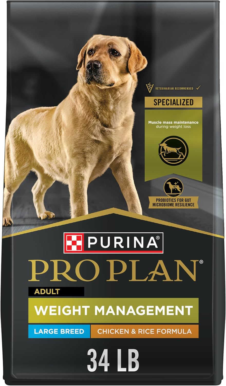 Purina Pro Plan Weight Management Large Breed Dog Food, Chicken, 34 lb Bag