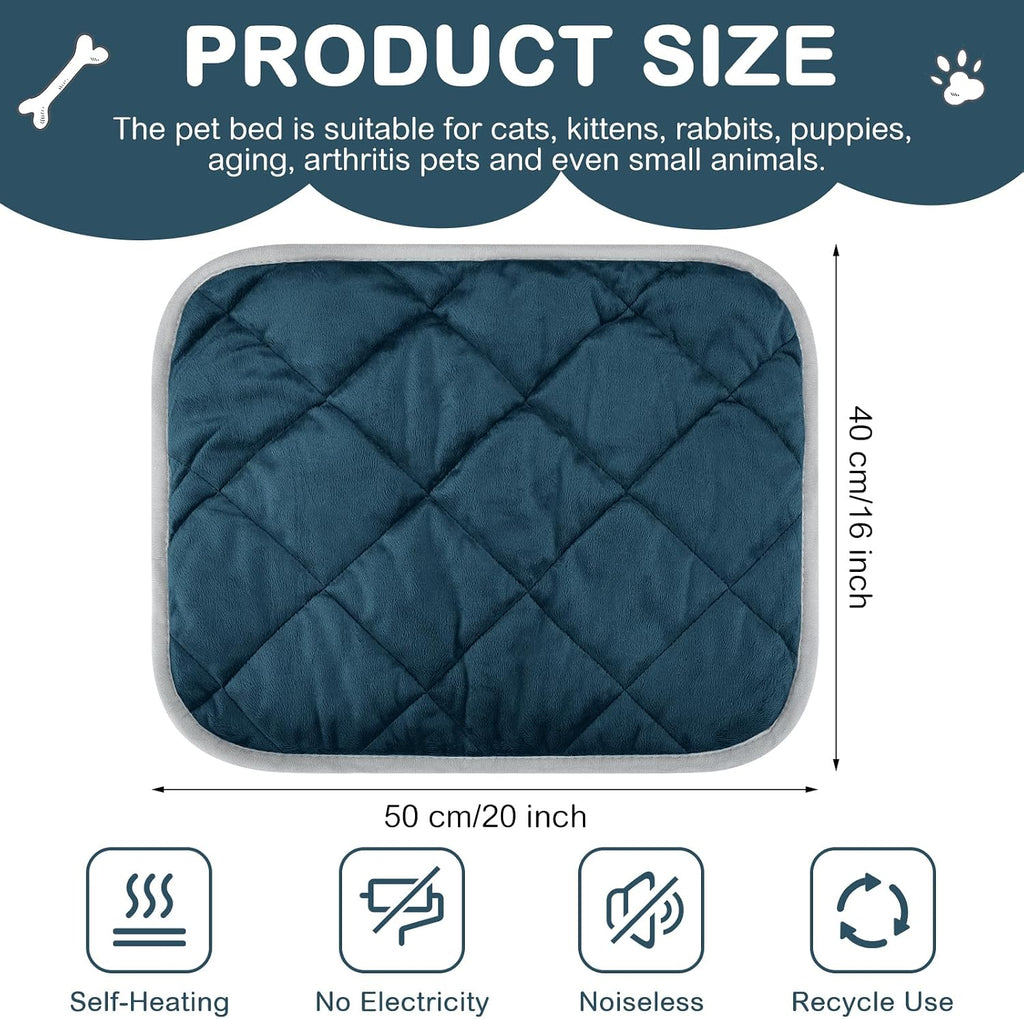 4 Pack Self Heating Cat Pad Self Warming Dog Mat, 16 x 20 Inch, Dark Blue