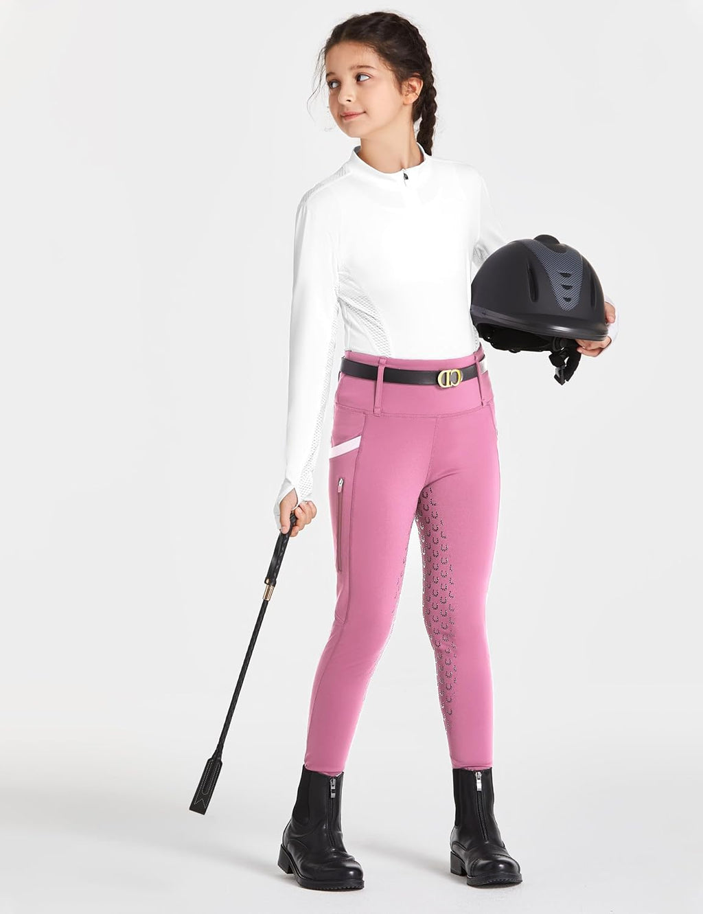 FitsT4 Sports Girls Riding Pants Full Seat High Waist Equestrian Breeches