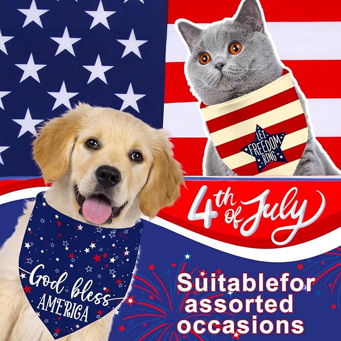 4th of July Dog Bandanas, Patriotic Party Pet Decorations 2 Pack, Adjustable - Image 2