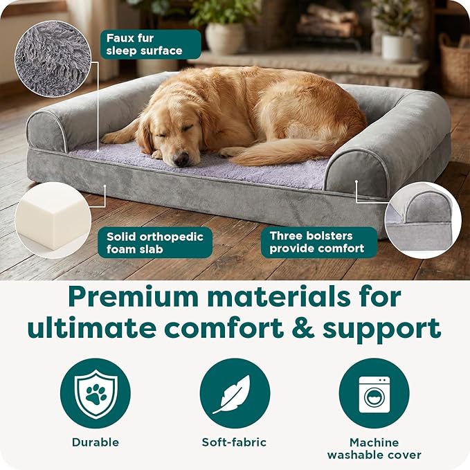Furhaven Orthopedic Dog Bed for Large Dogs w/ Removable Bolsters & Washable - Image 5