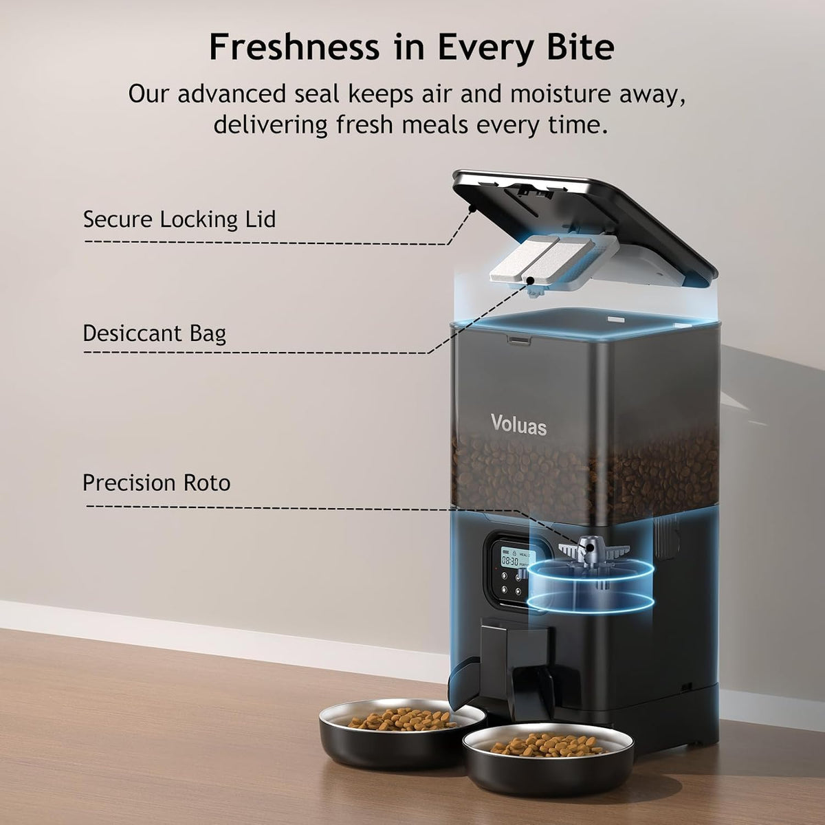 VOLUAS Automatic Cat Feeder for Two Cats, 5.8L