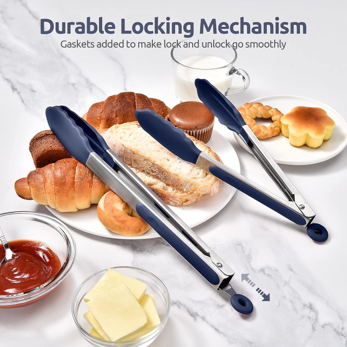 U-Taste Kitchen Tong for Cooking, 600¬∫F Heat-Resistant, 2Pcs/Midnight Blue