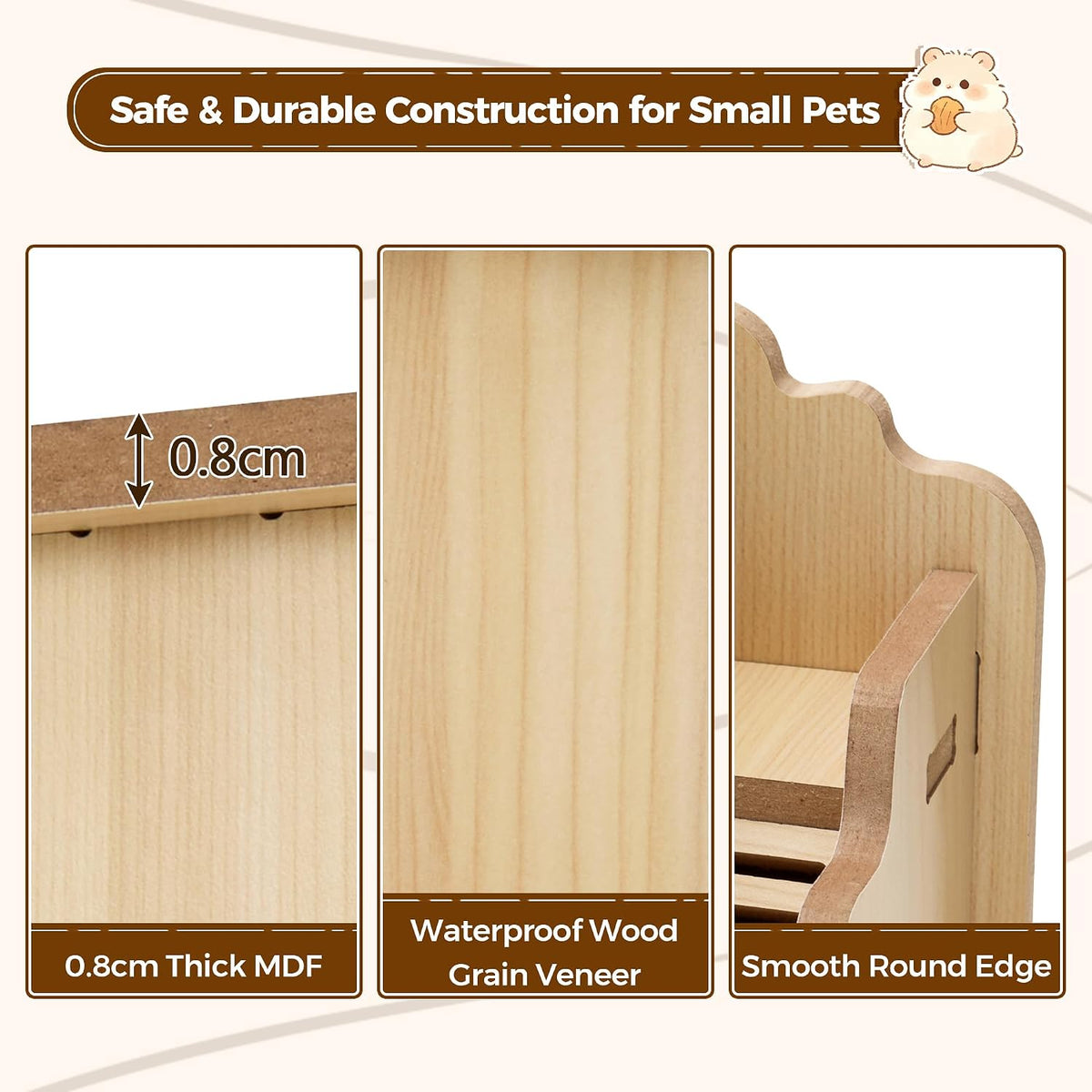 COZIWOW Double-Decker Hamster Hideout Wooden Hamster House with Ladder