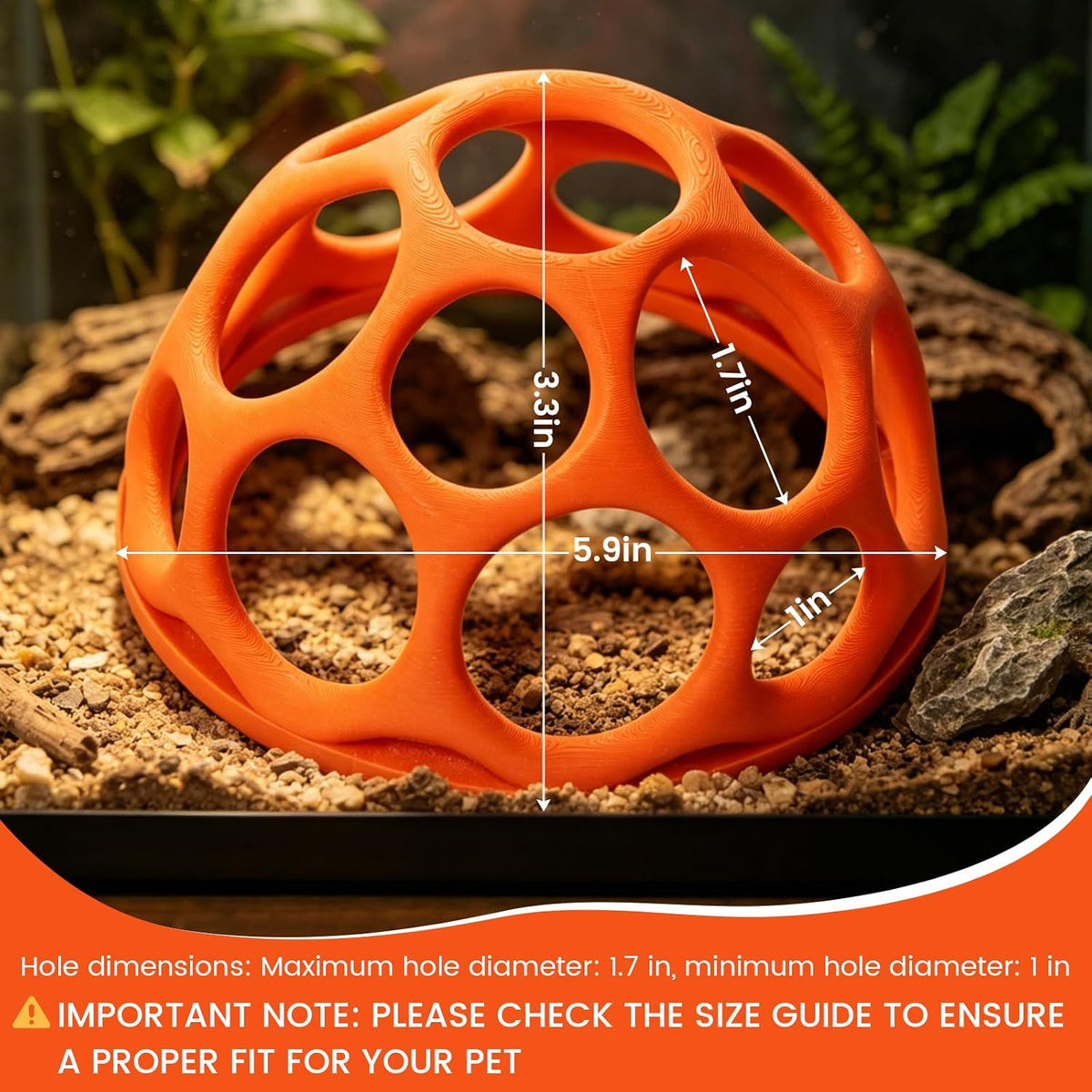 Medium Snake Jungle Gym for Small to Medium Snakes, Reptile Climbing Frame and Enrichment Decor for Corn Snakes, Hognose Snakes, Juvenile Ball Pythons, Bearded Dragons and Chameleons (Orange)
