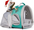 WEVONIGU Expandable Small Animal Backpack Carrier with Clear Bubble Window Large Space Travel Cage for Hedgehog Rat Parrot,Bearded Dragon,Sugar Glider,Airline Approved (Green, BE Backpack)