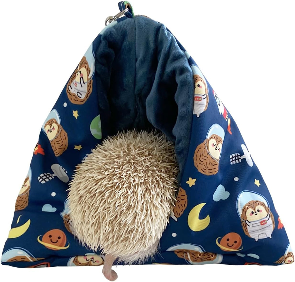 Handmade Cuddle Sack Sleeping Bag Pouch for Hedgehog Hamster Rat Sugar Glider Small Animal Hanging Cage Cave Bed (Blue)