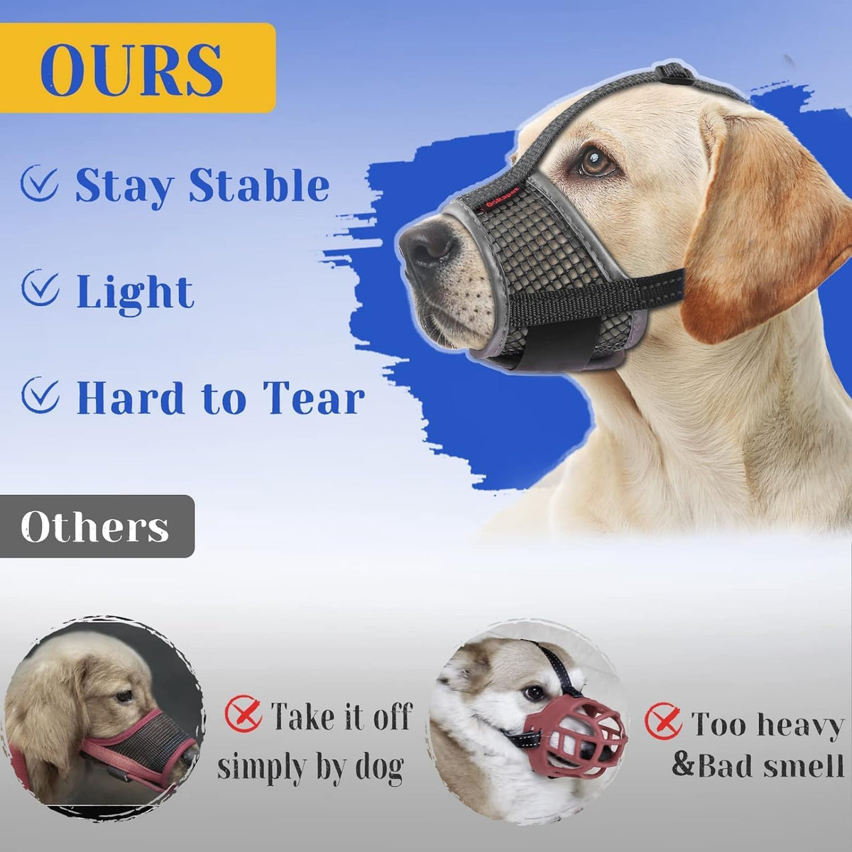 Dog Muzzle, Air Mesh Breathable Muzzle for Medium Large Sized Dogs to Anti & Prevent Biting Barking, Soft Grooming Muzzle for German Shepherd Dog with Reflective & Adjustable Strap(Black-L…